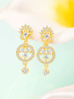 Peora - Gold Plated Cubic Zirconia Studded Dangle Earrings