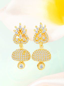 Peora - Gold Plated Cubic Zirconia Studded Jhumki Earrings