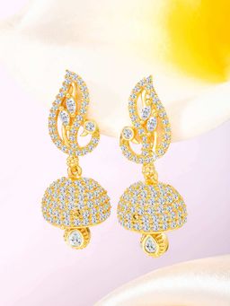 Peora - Gold Plated Cubic Zirconia Studded Jhumki Earrings