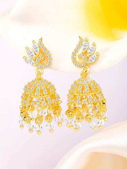 Peora - Gold Plated Cubic Zirconia Studded Jhumki Earrings