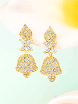 Peora - Gold Plated Cz and Synthetic Stone Studded Jhumki Earrings