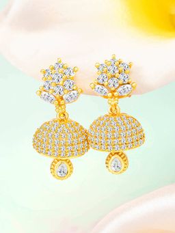 Peora - Gold Plated Cubic Zirconia Studded Jhumki Earrings