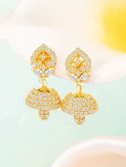 Peora - Gold Plated Cz and Synthetic Stone Studded Jhumki Earrings
