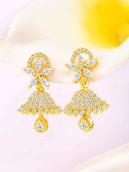 Peora - Gold Plated Cz and Synthetic Stone Studded Jhumki Earrings