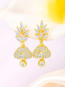 Peora - Gold Plated Cubic Zirconia Studded Jhumki Earrings