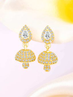 Peora - Gold Plated Cubic Zirconia Studded Jhumki Earrings