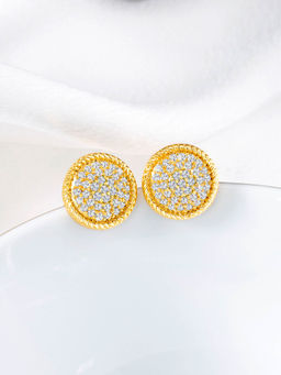 Peora - Gold Plated Cubic Zirconia Studded Stud Earrings