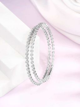 Peora - Silver Plated Cubic Zirconia Studded Bangle Set Fancy (2.6)
