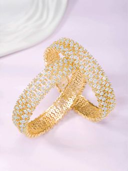 Peora - Gold Plated Cubic Zirconia Studded Stylish Bangle Set (2.6)