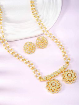 Peora - Gold Plated Cubic Zirconia and Beads Studded Jewelllery Set
