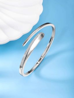 Peora - Silver Plated Cz Studded Fancy Kada Bracelet
