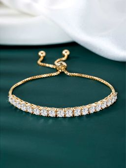 Peora - Gold Plated Cz Studded Adjustable Bracelet