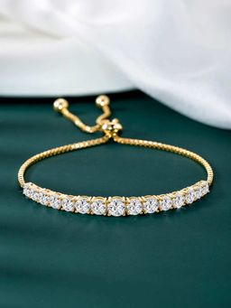Peora - Gold Plated Cz Studded Adjustable Bracelet
