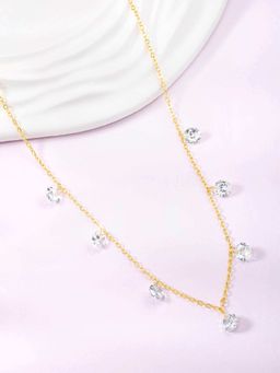 Peora - Gold Plated Crystal Studded Stylish Chain Pendant Necklace