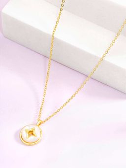 Peora - Gold Plated Stylish Round Pendant Chain Necklace