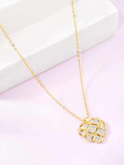 Peora - Gold Plated Cubic Zirconia Studded Pendant Chain Necklace