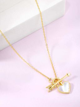 Peora - Gold Plated Cubic Zirconia Studded Pendant Chain Necklace