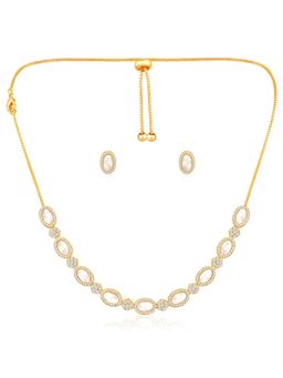 Peora - Gold Plated Cz and Synthetic Stone Studded Necklace and Earrings