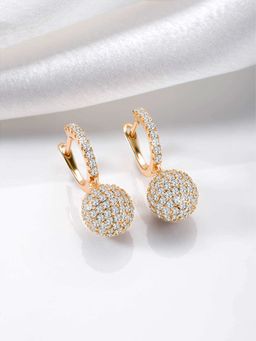 Peora - Rose Gold Plated Cubic Zirconia Studded Hoop Earrings