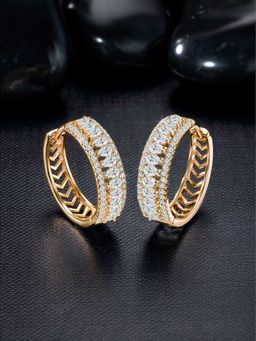 Peora - Gold Plated Cubic Zirconia Studded Hoop Earrings