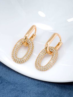 Peora - Gold Plated Cubic Zirconia Studded Hoop Earrings