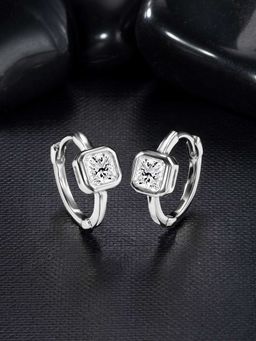 Peora - Silver Plated Cubic Zirconia Studded Hoop Earrings