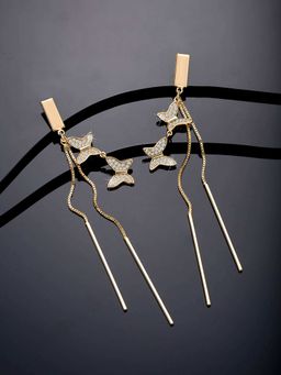 Peora - Gold Plated Cubic Zirconia Studded Drop Earrings