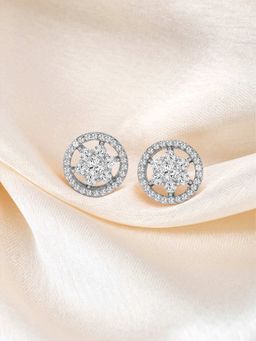 Peora - Silver Plated Cubic Zirconia Studded Stud Earrings