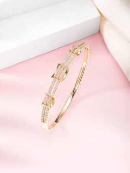 Peora - Gold Plated Cubic Zirconia Studded Kada Bracelet