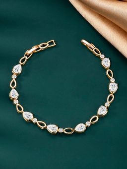 Peora - Gold Plated Cubic Zirconia Studded Openable Bracelet