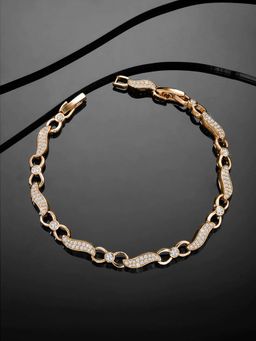 Peora - Gold Plated Cubic Zirconia Studded Openable Bracelet