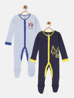 mackly - Navy Blue Newborn Boys Rompers (Pack of 2)