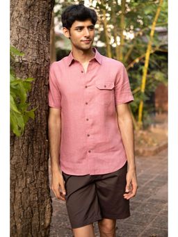 Creatures of Habit - Linen Shirt Short Sleeve- Vintage Pink