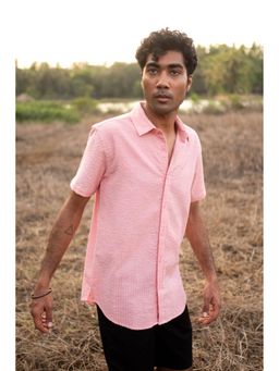 Creatures of Habit - Seersucker Shirt Short Sleeve- Vintage Pink