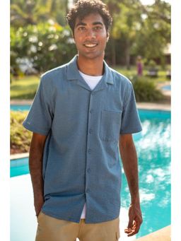 Creatures of Habit - Seersucker Notched Shirt- Wildflower Blue