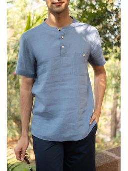 Creatures of Habit - Linen Bandhgala- Wildflower Blue