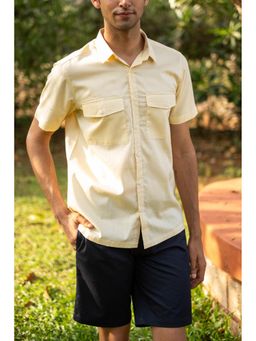 Creatures of Habit - Egyptian Cotton Double Pocket Shirt Short Sleeve- Lemon Yellow