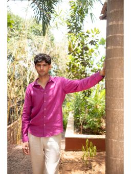 Creatures of Habit - Linen Pocketless Shirt- Royal Purple