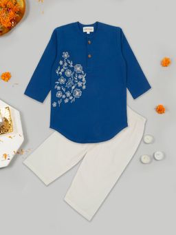 LITTLE GINNIE - Boys Dark Blue Kurta and Pyjama