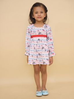 LITTLE GINNIE - Girl Unicorn Printed Dress with Belt