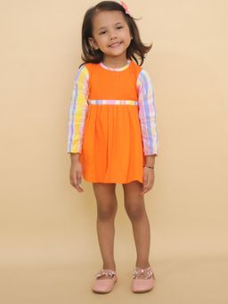 LITTLE GINNIE - Solid Orange Dress