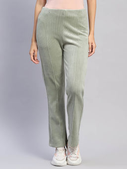 Rock.it - Women Solid Green Straight Trouser