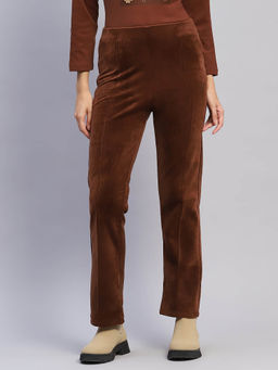 Rock.it - Women Solid Brown Straight Trouser