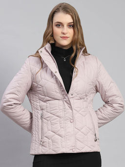 Monte Carlo - Women Solid Full Sleeves High Neck Lavender Puffer Jacket