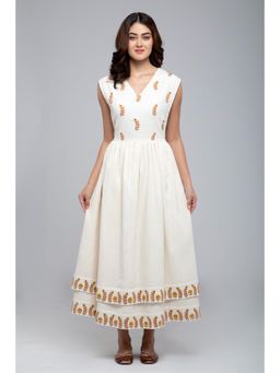 S & V designs - Yellow Double Layer Embroidered Sleeveless Maxi Dress