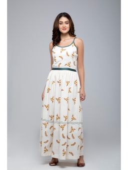 S & V designs - Blue Embroidered Shoulder Strap Maxi Dress