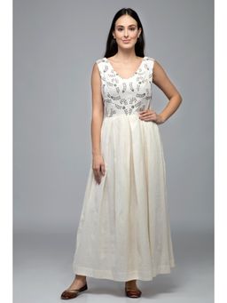 S & V designs - Blue Sleeveless Embroidered Maxi Dress