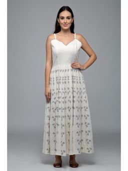 S & V designs - Blue Embroidered Shoulder Strap Kalidaar Dress