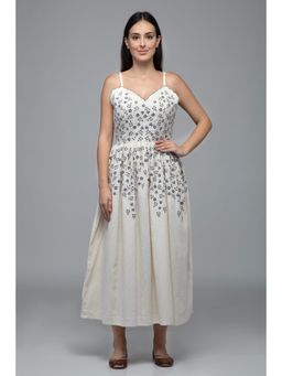 S & V designs - Blue Floral Embroidered Midi Dress