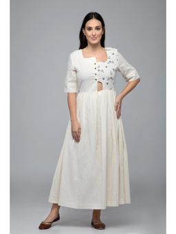 S & V designs - Blue Embroidered Half Sleeves Maxi Dress